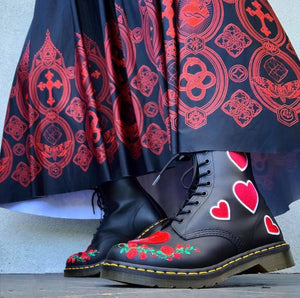 Dr. Martens 1460 Pascal Black Hearts Ankle 8 Eyelet Boot