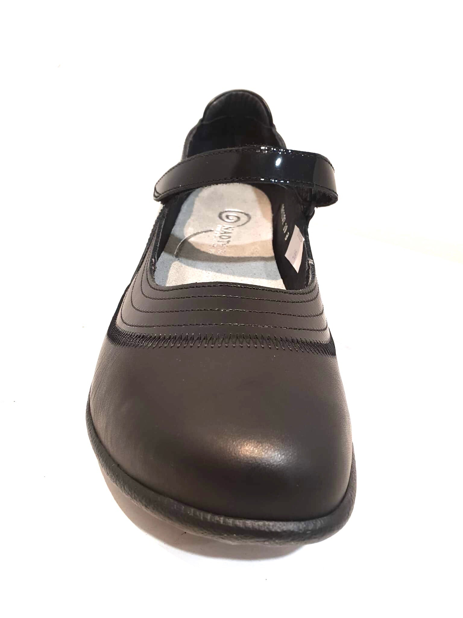 Naot Kirei Black Combo Leather Velcro Mary Janes Ladies Shoes Made In Israel