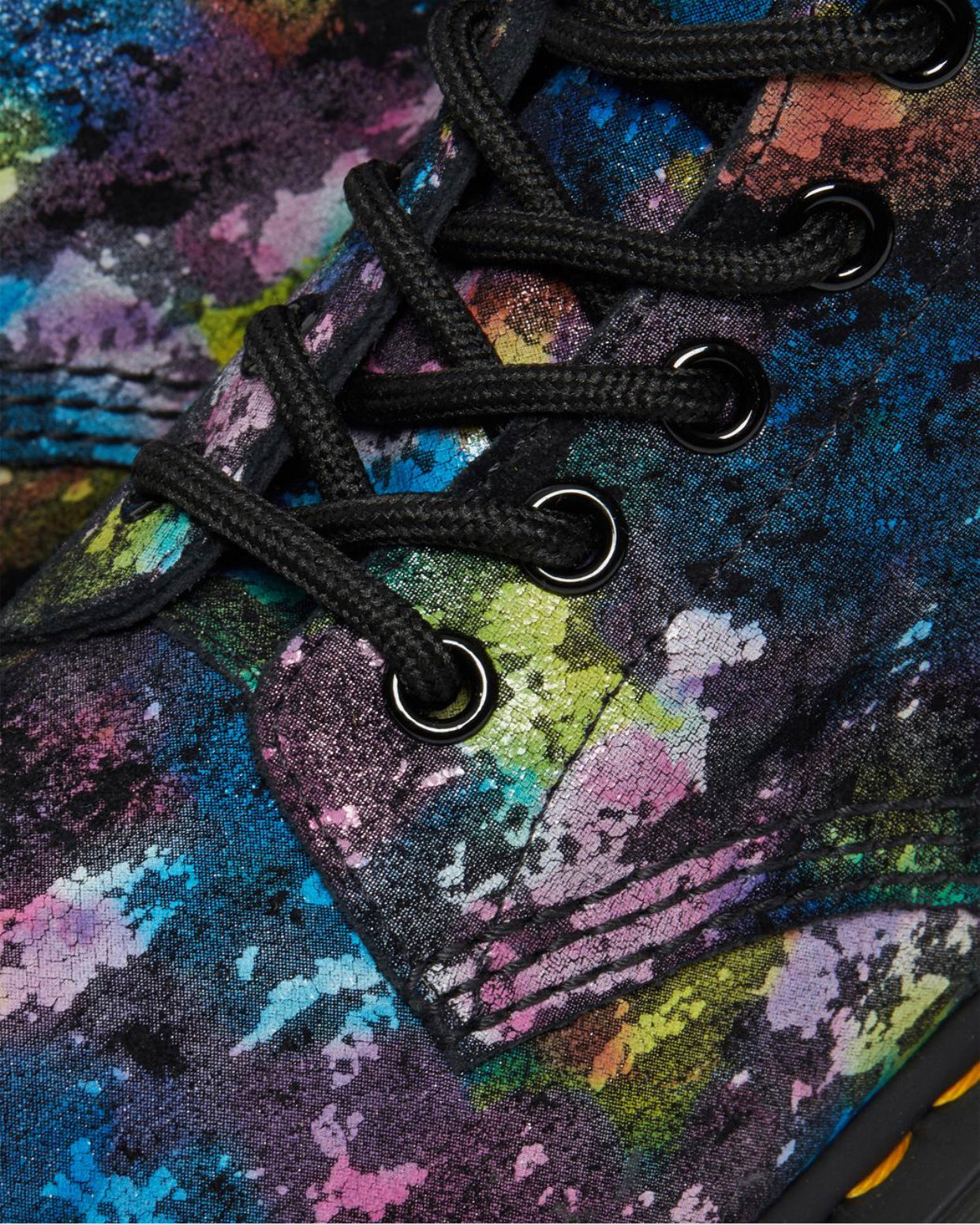 Dr. Martens 1460 Pascal Black Rainbow Burst Suede Floral Ankle 8 Eyelet Boot