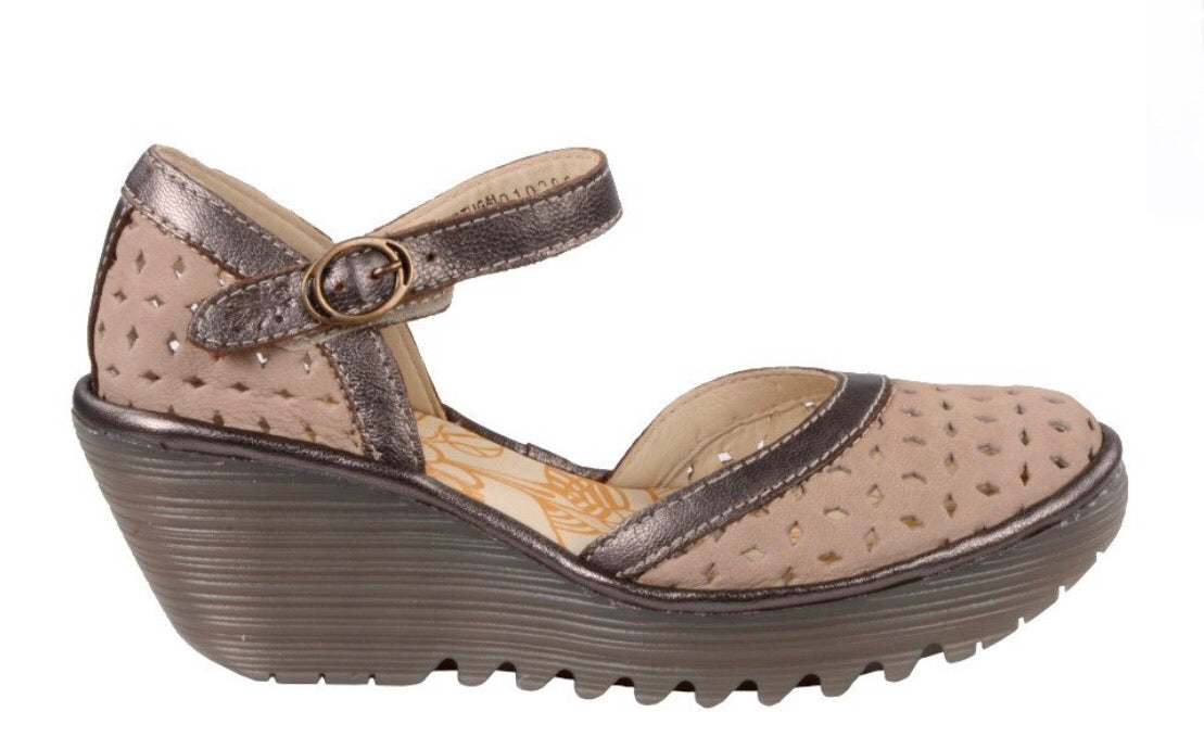 Fly London YVEN029FLY Cloud/Bronze Cupi/Idra Women's Wedges Sandals Made In Portugal