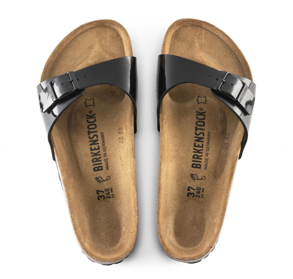 Birkenstock Madrid Black Patent Birko-Flor Made In Germany