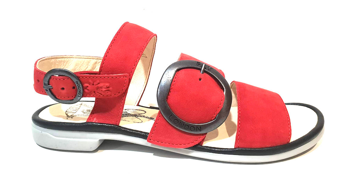 Fly London CODO006FLY Lipstick Red/Black Cupi/Mous Women's Flats Sandals Made In Portugal