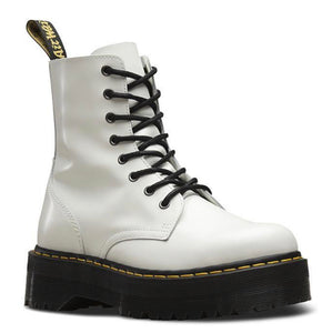Dr. Martens Jadon White Smooth Zip Platform Ankle 8 Eyelet Boot