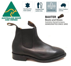 Baxter Henry Baxter Black One Piece Leather Sole Chelsea Boot Made In Australia