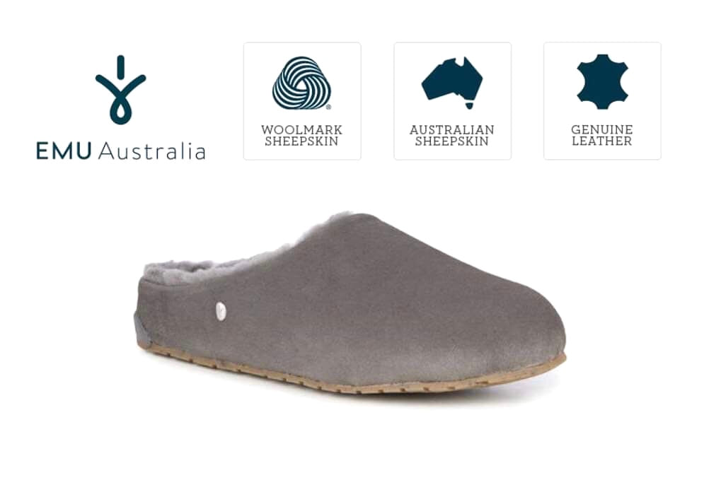 Emu Australia Monch Charcoal Sheepskin Slide