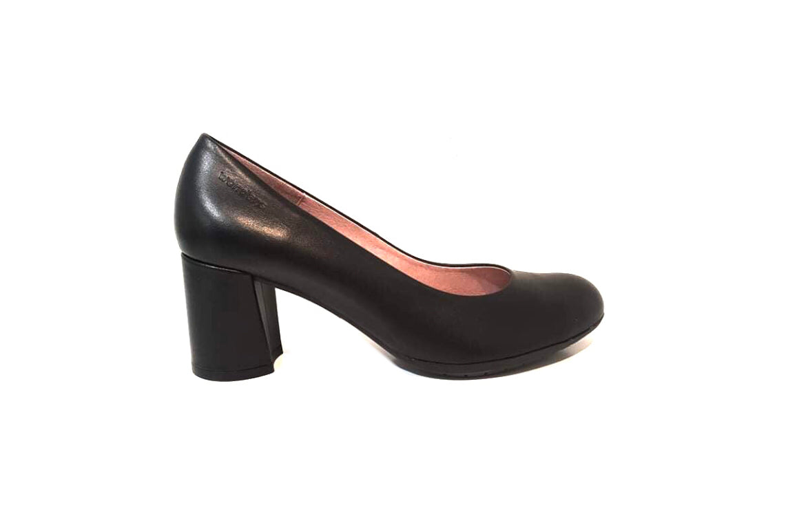 Wonders I-6852 Negro Black Leather Court Shoe Made In Spain