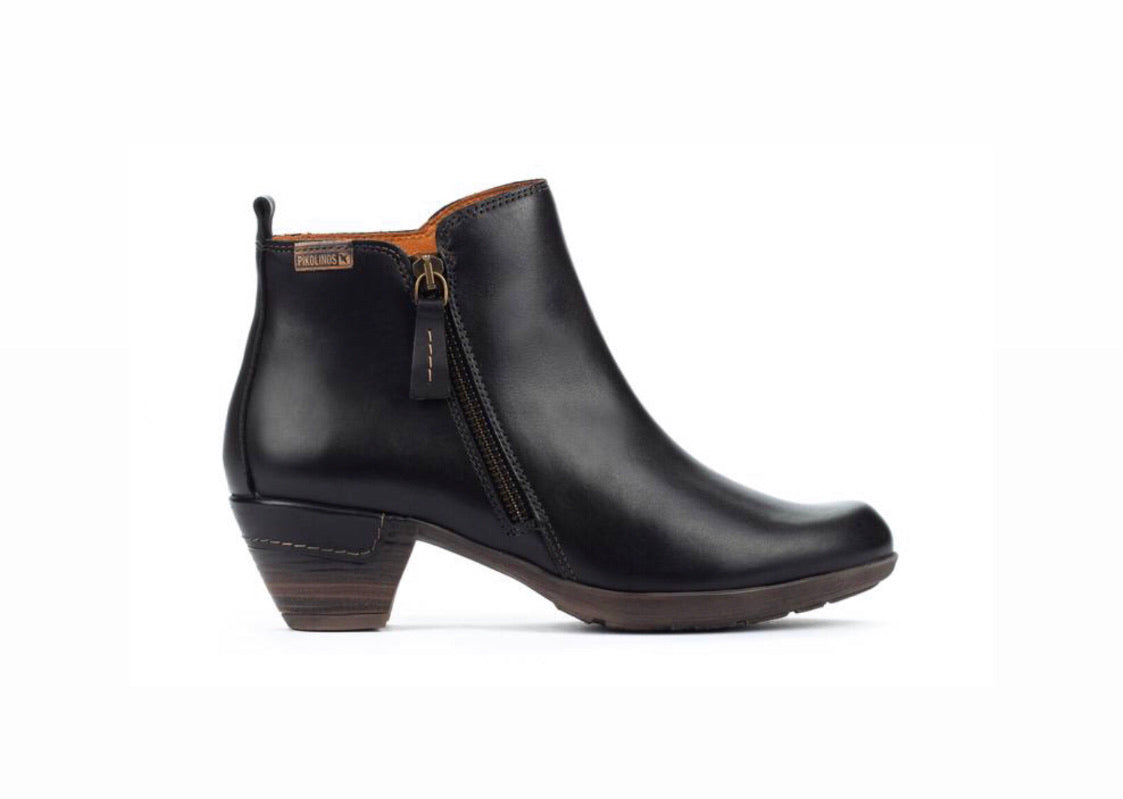 Pikolinos Rotterdam 902-8900 Black Zip Ankle Boots Made In Spain