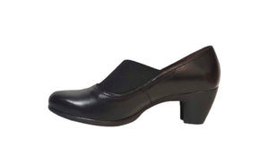 Wonders G-3680 Black Leather Court Shoe Made In Spain