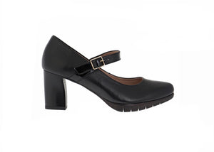 Wonders I-6061 Black Negro Leather Court Shoe Made In Spain