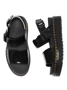 Dr. Martens Voss Black Patent Lamper 2 Buckle Sandal