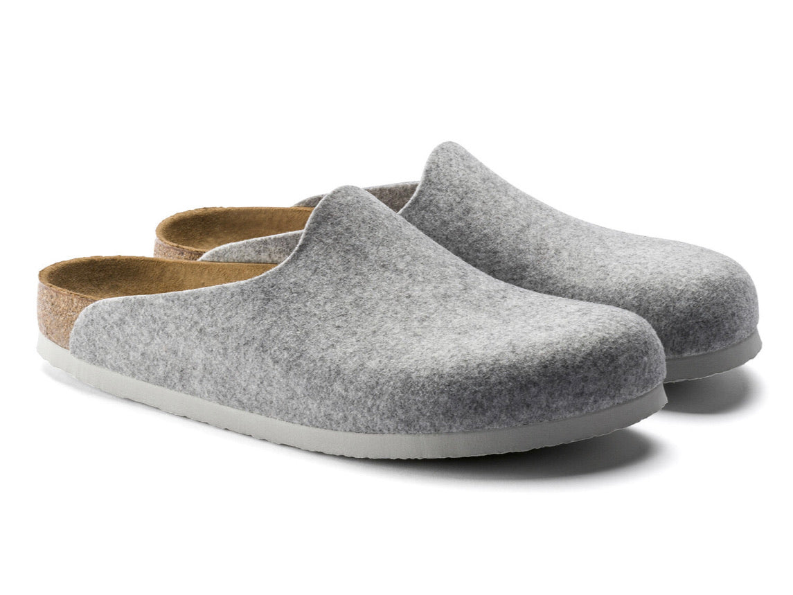 Birkenstock Amsterdam Vegan Light Grey Felt Clog Made In Germany