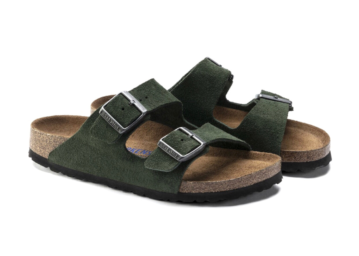 Birkenstock Arizona Mountain View Green Suede Leather Soft Footbed Made In Germany