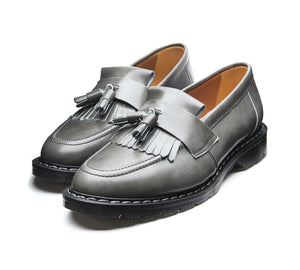 Solovair Cloud Grey Rub Off Tassel Loafer Leather Shoe Made In England