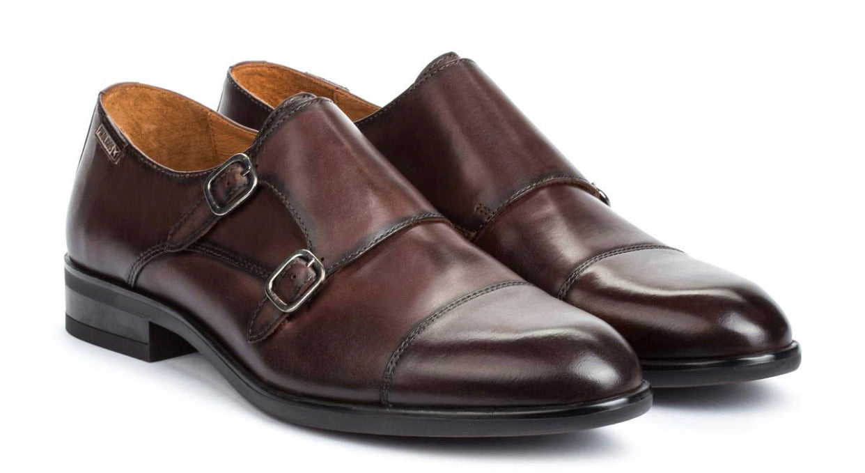 Pikolinos M7J-3148 Olmo Brown Mens Double Buckle Monk Made In Spain