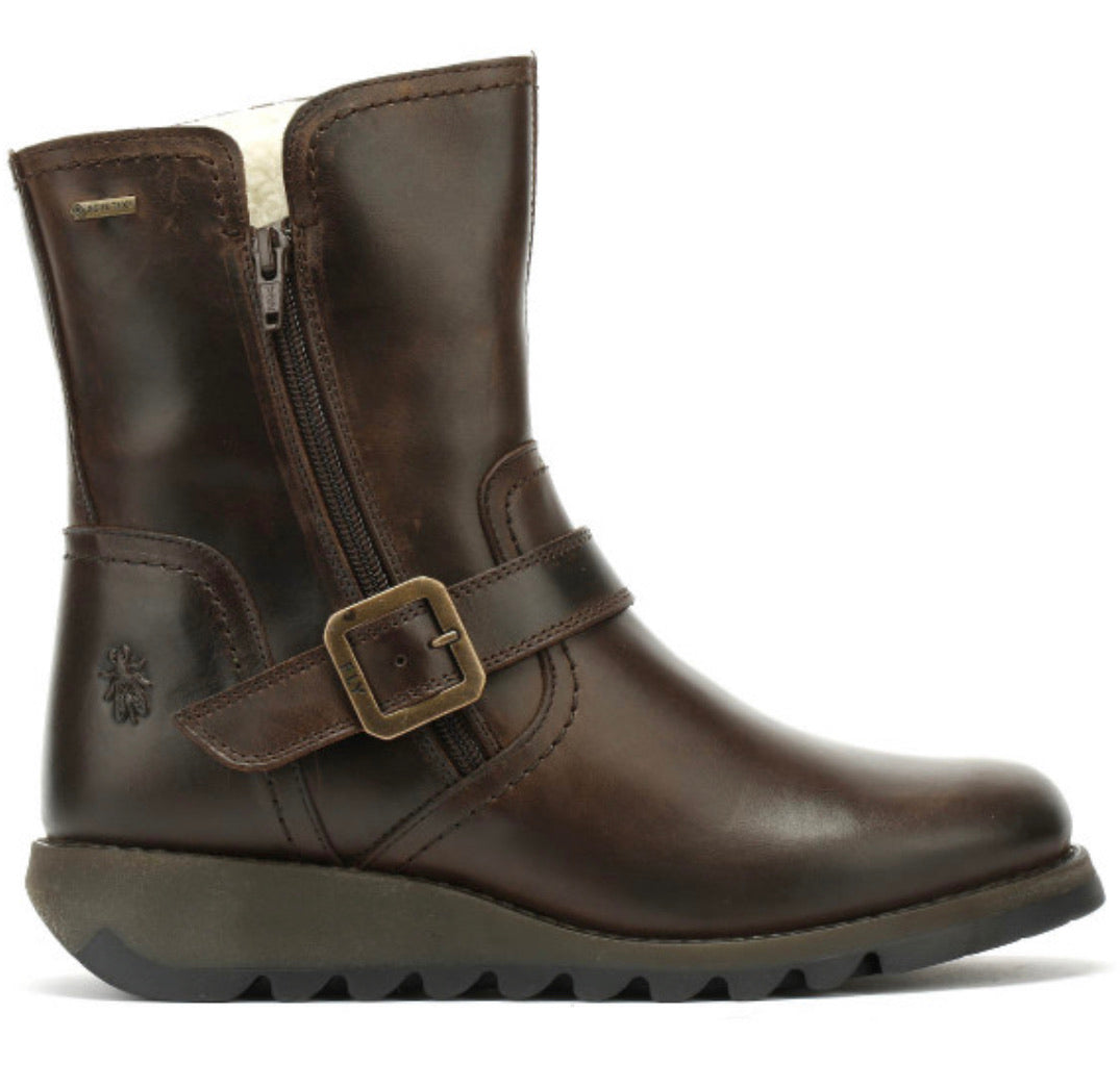 Fly London Seku Dark Brown Zip Ankle Boot Gore-Tex Made In Portugal