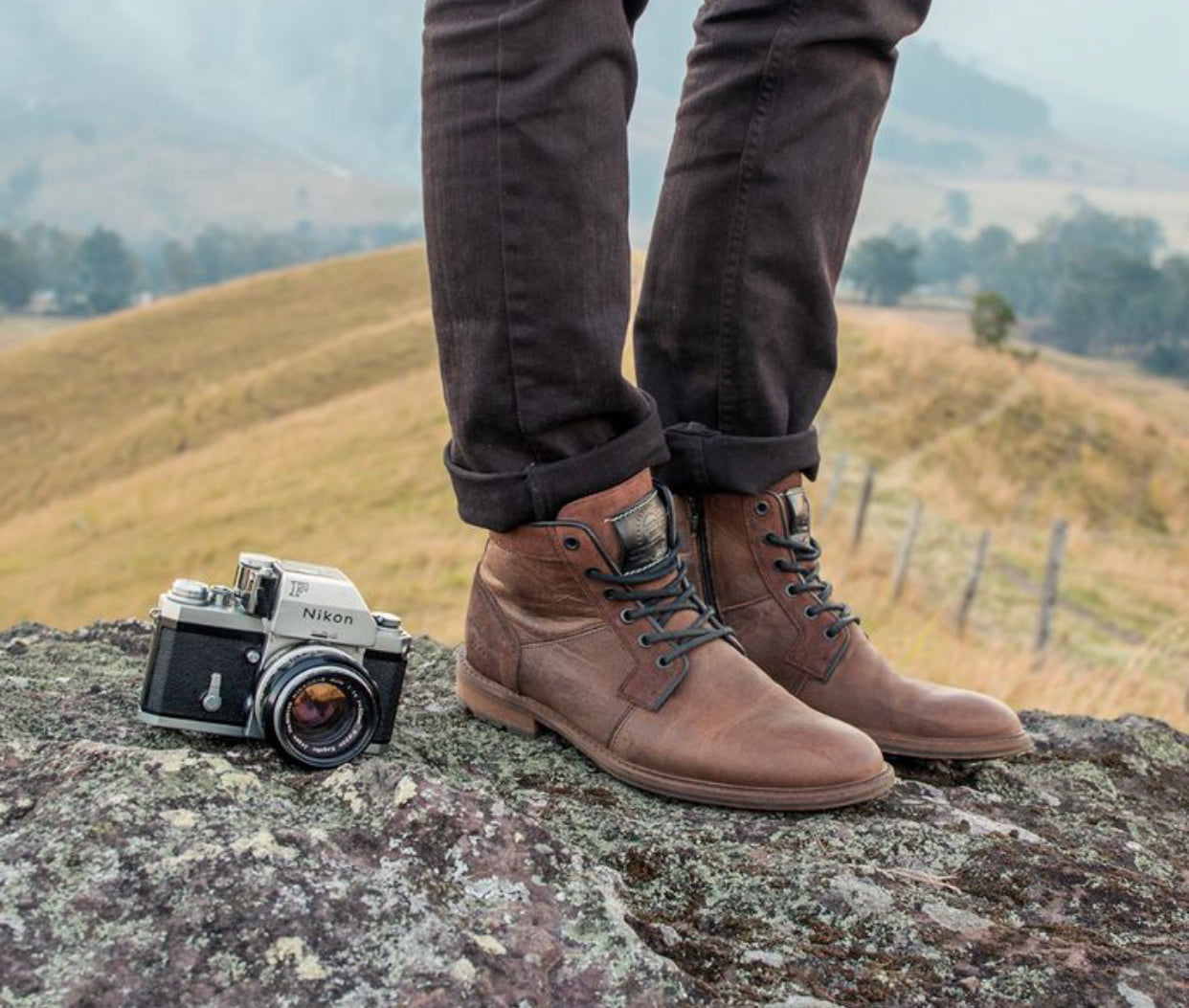 Wild Rhino Tyler Brown 6 Eyelet Zip Ankle Boot Made In Portugal