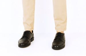 Pikolinos M0M-4255 Black Leather Mens 4 Eyelet Padded Collar Shoe Made In Spain