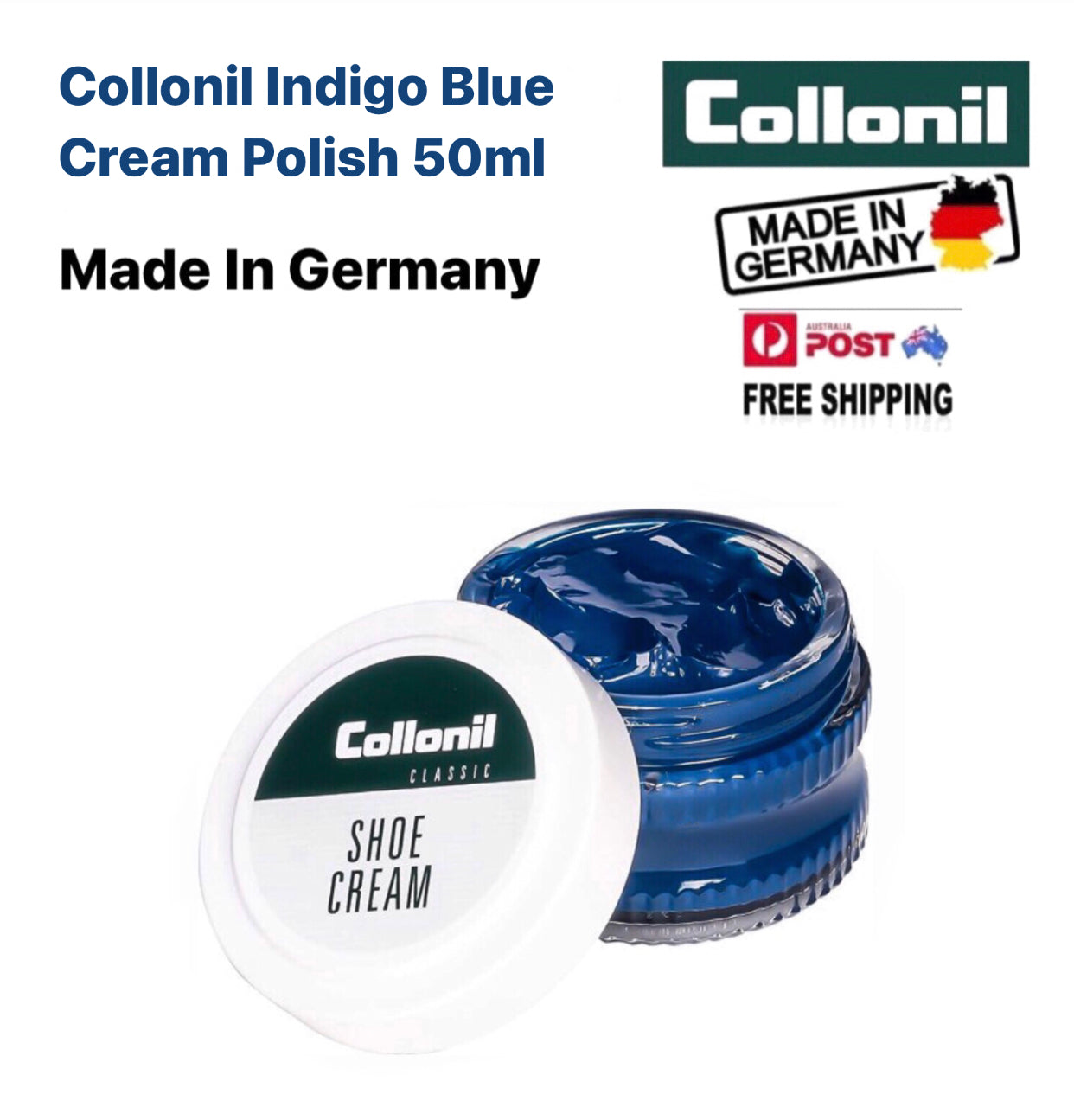 Collonil Indigo Blue 518 Cream Polish 50ml Made In Germany