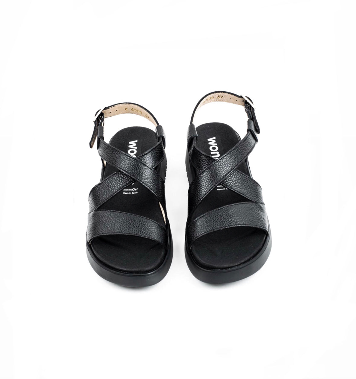 Wonders C-6505 Black Willer Negro Leather Wedge Made In Spain