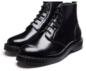 Solovair Black Hi-Shine Astronaut 6 Eyelet Boot Made In England