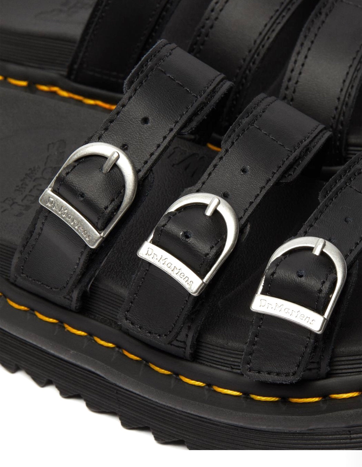 Dr. Martens Blaire Hydro Black Yellow Stitch Slide