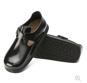 Birkenstock London Shiny Black Patent Leather Classic Footbed