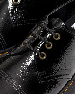 Dr. Martens 1461 Quad Black Distressed Patent Platform 3 Eyelet Shoe