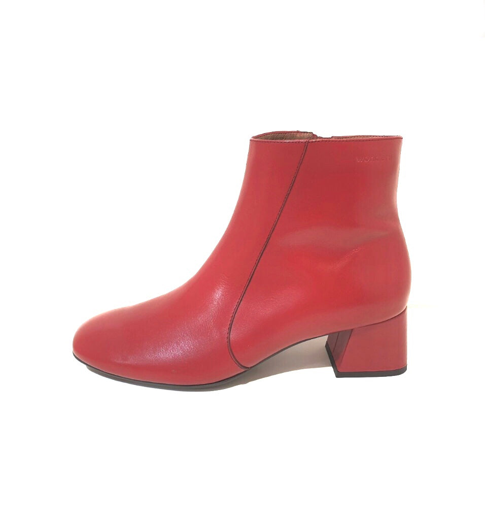 Wonders G-5504 Rubi Red Leather Zip Ankle Boot Made In Spain