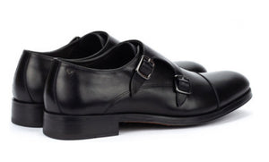 Martinelli 1492-2632PYM Black Empire Leather Monk Shoes Made In Spain