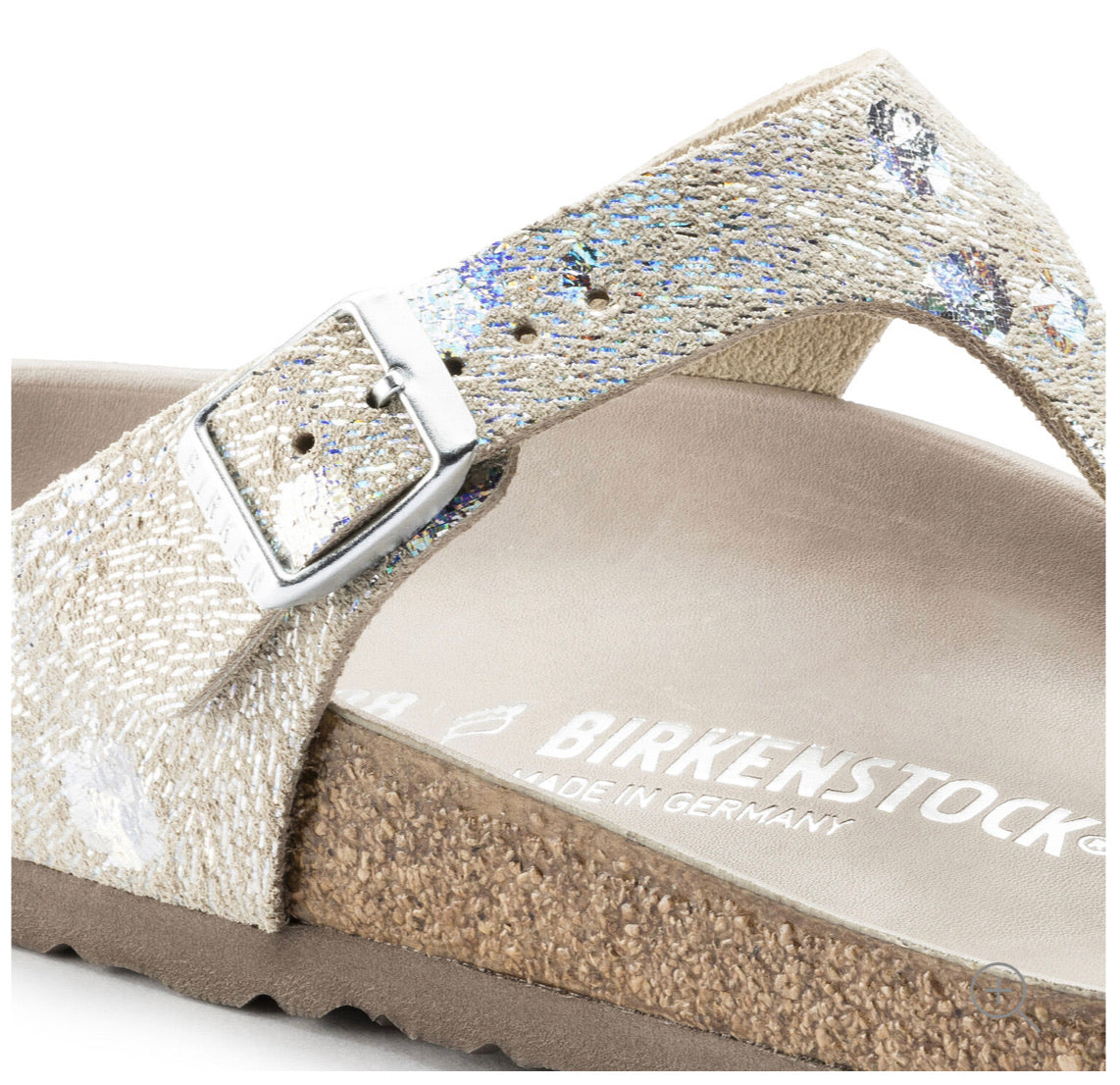 Birkenstock Gizeh Spotted Metallic Silver Leather Made In Germany