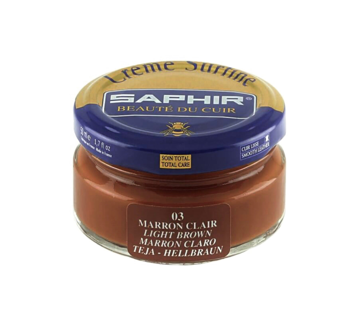 Saphir Marron Clair Light Brown Renovating Cream Polish 50ml Made In France