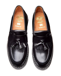 Solovair Black Hi-Shine Tassel Loafer Leather Shoe Made In England