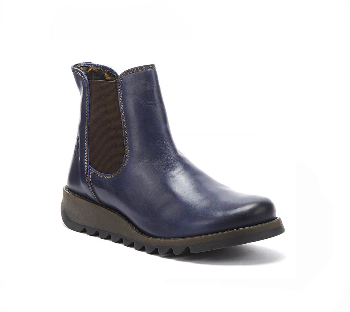 Fly London Salv Blue Chelsea Ankle Boots Made In Portugal