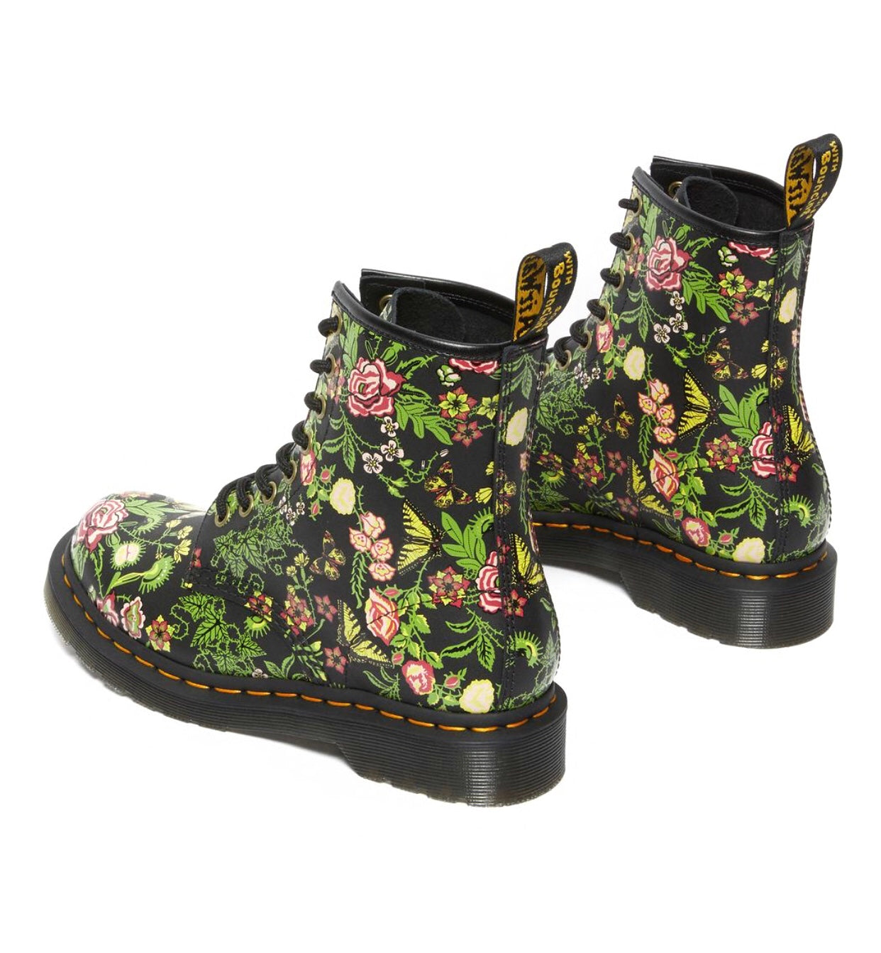 Dr. Martens 1460 Black Bloom Backhand Floral Ankle 8 Eyelet Boot