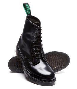 Solovair Black Hi-Shine 8 Eyelet Boot Made In England