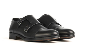Martinelli 1492-2632PYM Black Empire Leather Monk Shoes Made In Spain