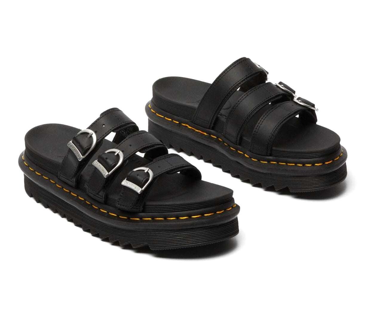 Dr. Martens Blaire Hydro Black Yellow Stitch Slide