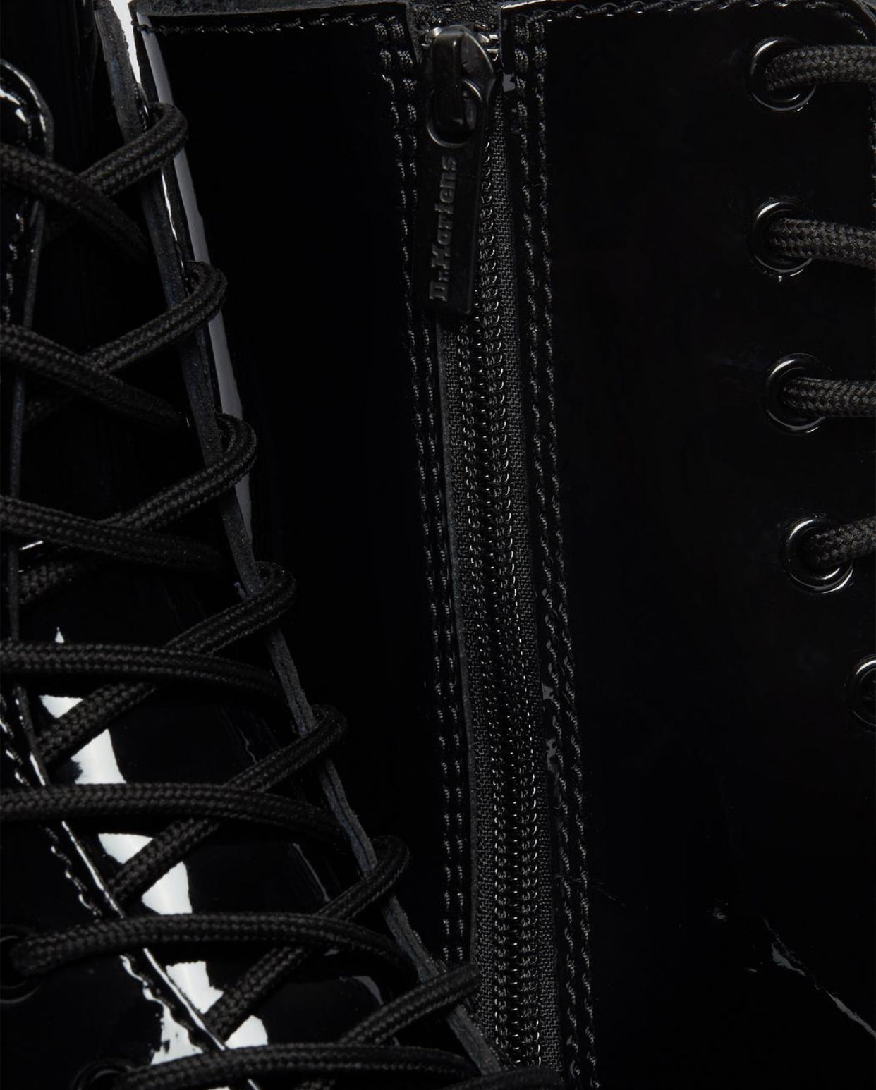 Dr. Martens Jadon Black Patent Zip Platform Ankle 8 Eyelet Boot