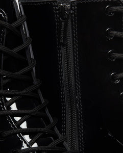 Dr. Martens Jadon Black Patent Zip Platform Ankle 8 Eyelet Boot