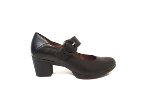 Wonders G-4701 Black Leather Court Shoe Made In Spain