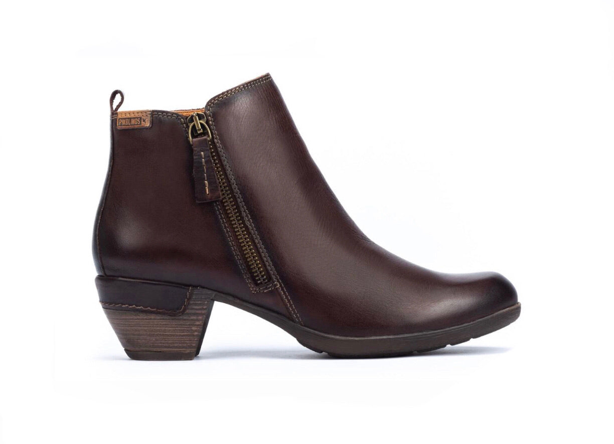 Pikolinos Rotterdam 902-8900 Olmo Brown Zip Ankle Boots Made In Spain