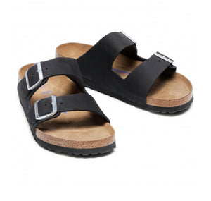 Birkenstock Arizona Black Nubuck Leather Silver Buckles Soft Footbed Made In Germany