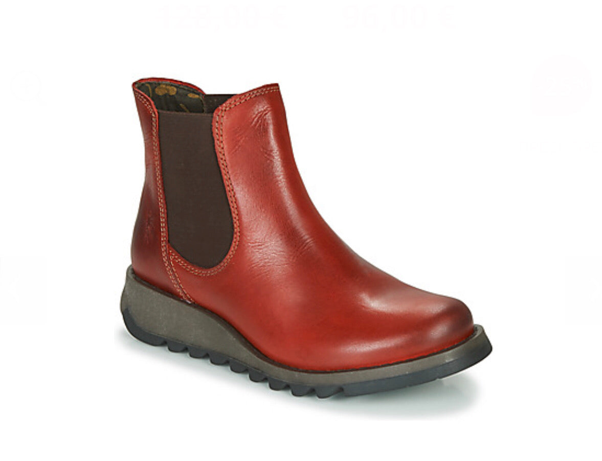 Fly London Salv Red Chelsea Ankle Boot Made In Portugal