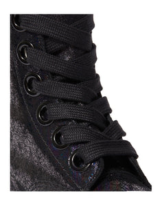 Dr. Martens Molly Black Iridescent Crackle Platform Ankle 6 Eyelet Boot
