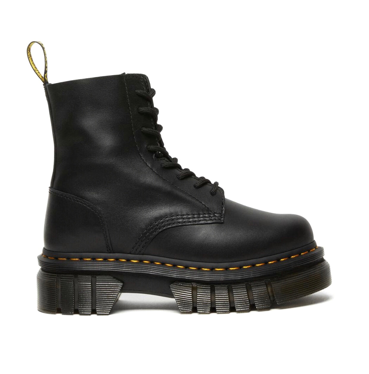 Dr. Martens Audrick Black Nappa Lux Platform Ankle 8 Eyelet Boot