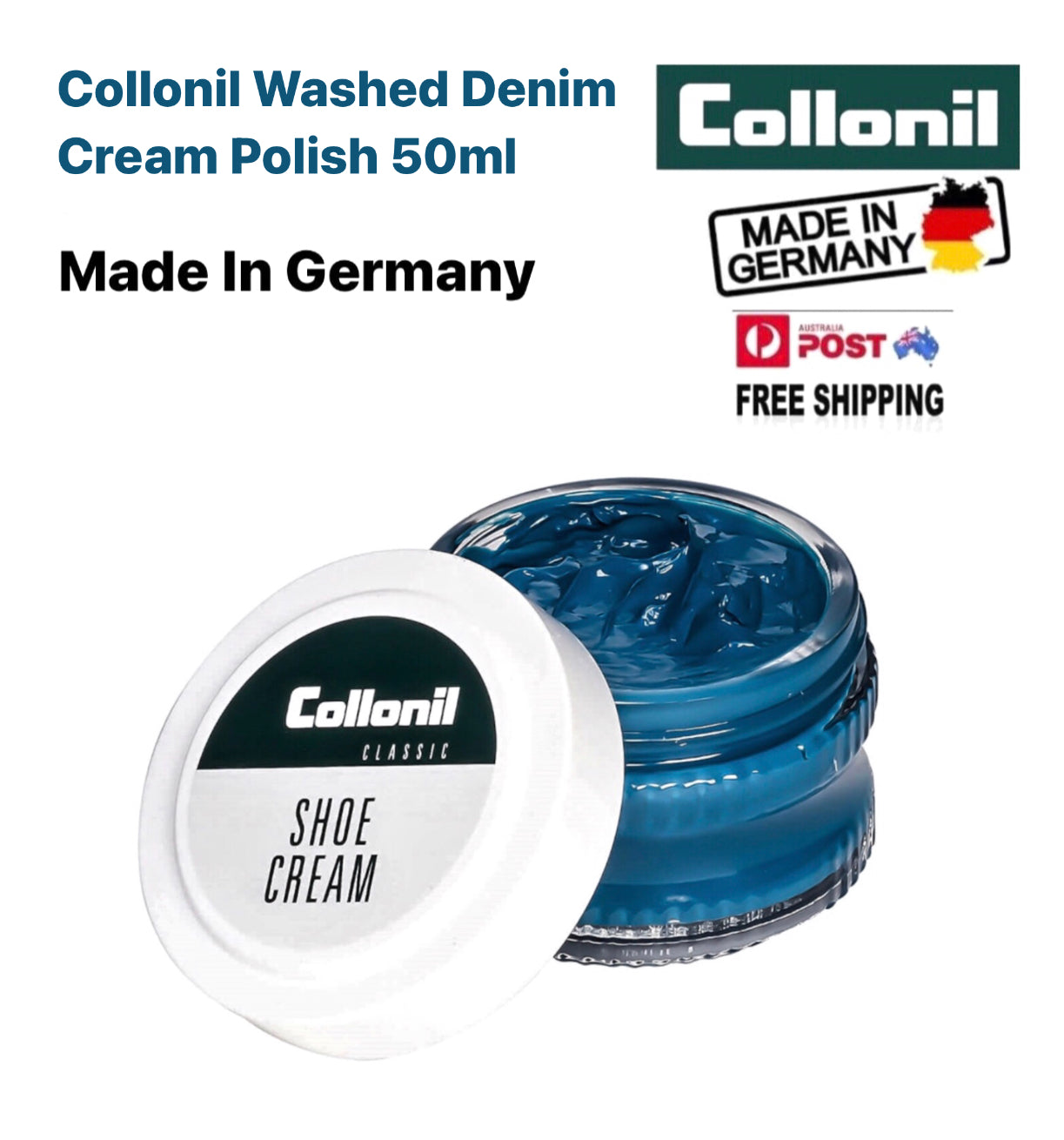Collonil Washed Denim Blue 584 Cream Polish 50ml Made In Germany
