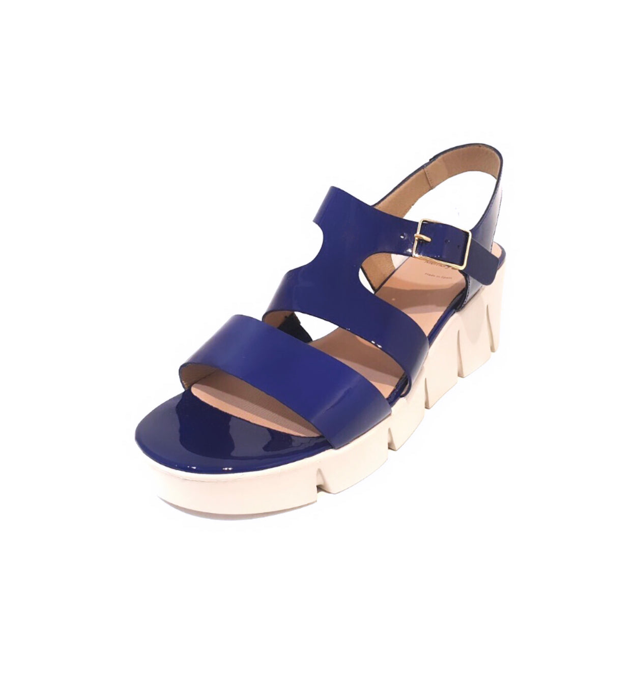 Wonders D-8004 Charol Klein Blue Patent Leather Wedge Made In Spain