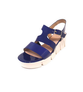 Wonders D-8004 Charol Klein Blue Patent Leather Wedge Made In Spain