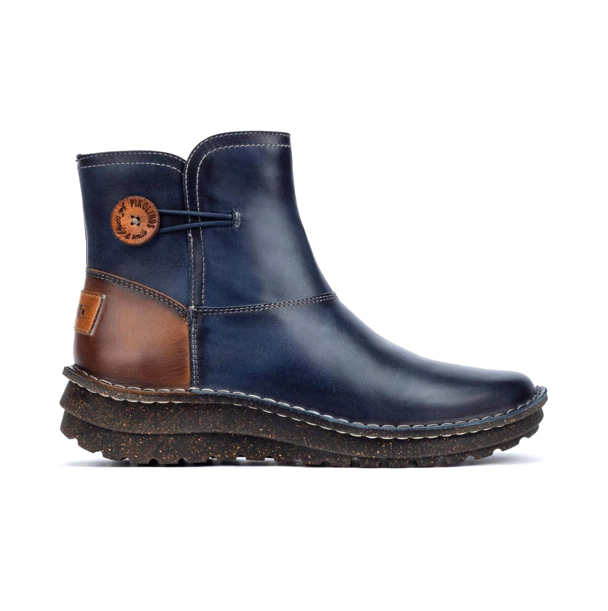 Pikolinos Cazorla W5U-8883C2 Blue Zip Wedge Ankle Boot Made In Spain