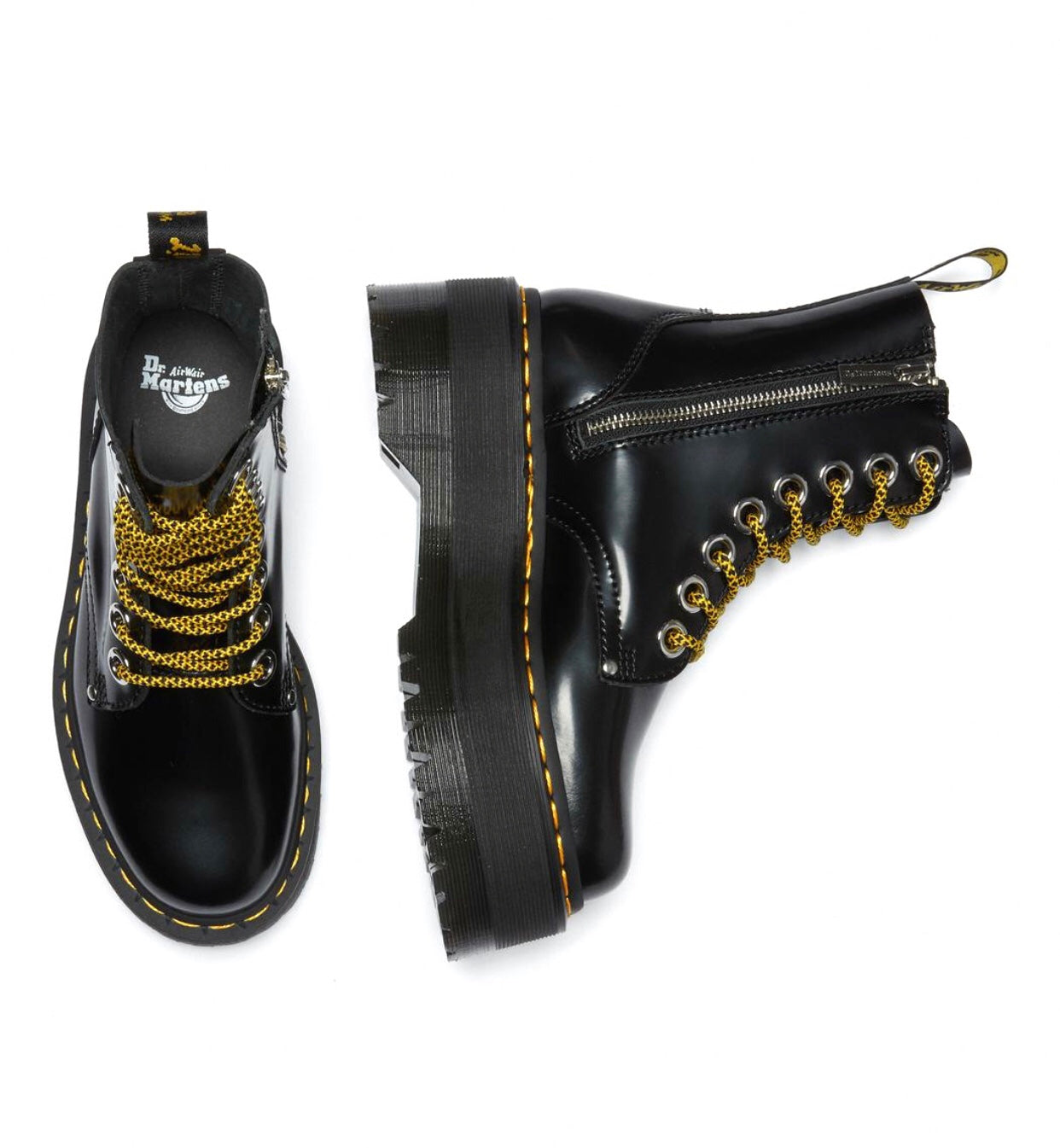 Dr. Martens Jadon Max Black Buttero Zip 8 Eyelet Ankle Boot